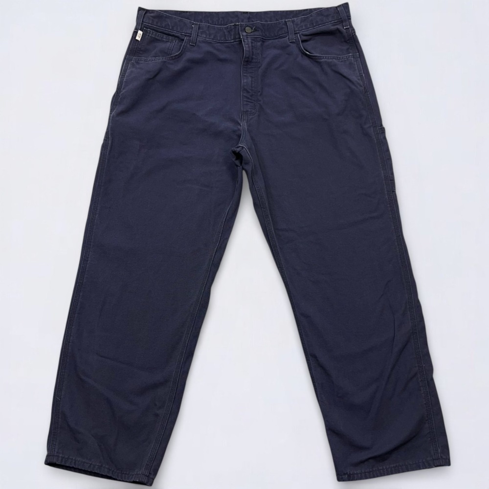 Carhartt FR Carpenter Pants Men's 40x30 Navy Blue Loose Fit Flame Resistant Work